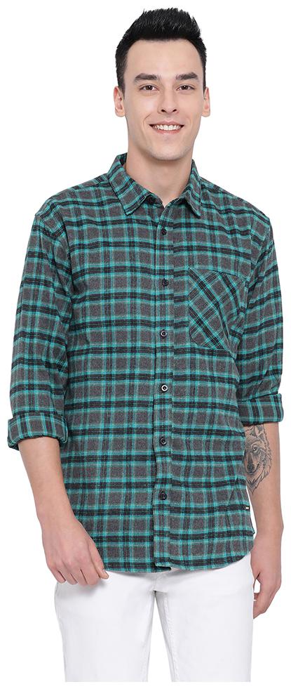 

Oxolloxo Men Green Checked Regular Fit Casual Shirt