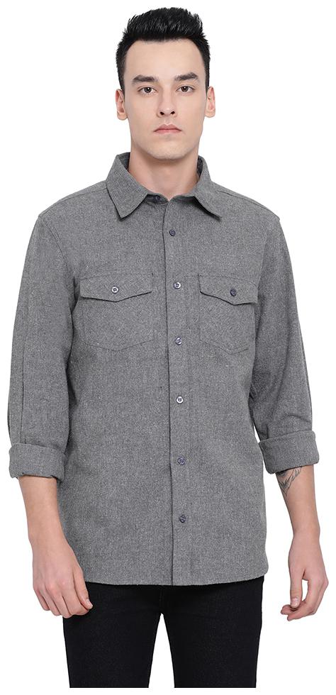 

Oxolloxo Men Grey Solid Regular Fit Casual Shirt