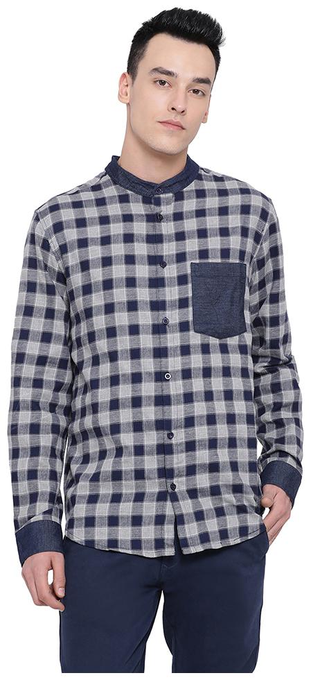 

Oxolloxo Men Blue Checked Regular Fit Casual Shirt