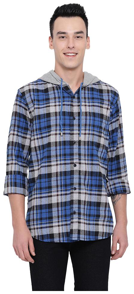 

Oxolloxo Men Blue Checked Regular Fit Casual Shirt