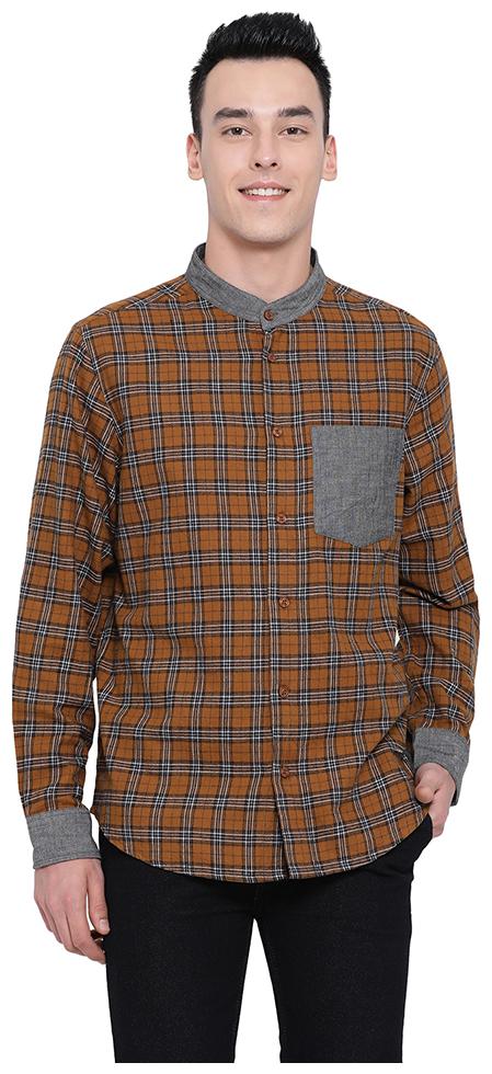 

Oxolloxo Men Brown Checked Regular Fit Casual Shirt