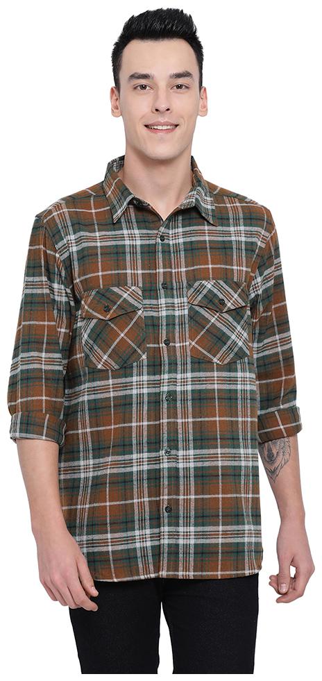 

Oxolloxo Men Brown Checked Regular Fit Casual Shirt
