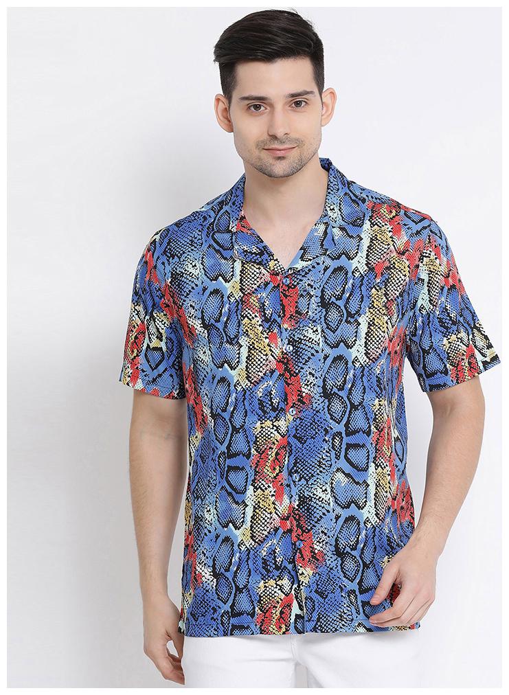 

OXOLLOXO Men Blue Printed Regular Fit Casual Shirt