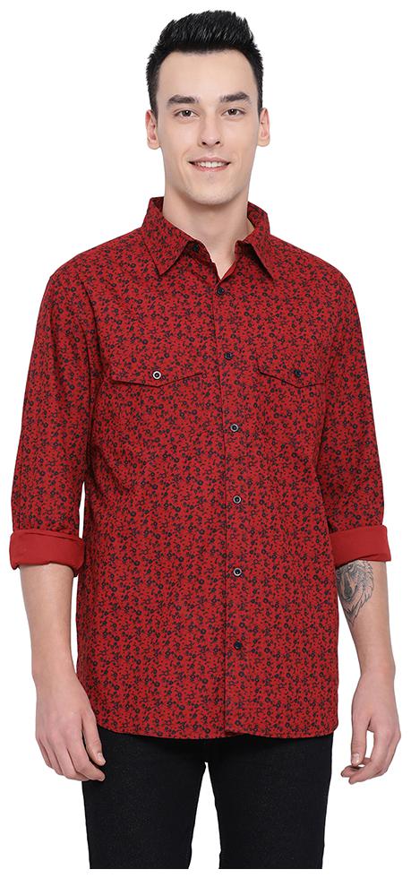 

Oxolloxo Men Red Floral Regular Fit Casual Shirt