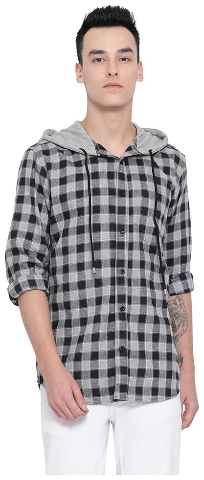 

Oxolloxo Men Grey Checked Regular Fit Casual Shirt