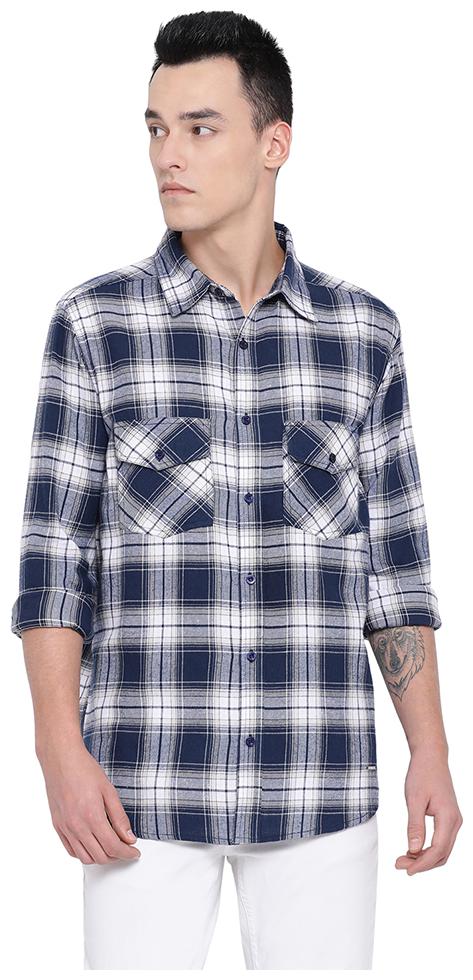 

Oxolloxo Men White Checked Regular Fit Casual Shirt