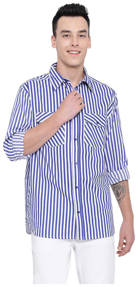

Oxolloxo Men Blue Horizontal Stripes Regular Fit Casual Shirt