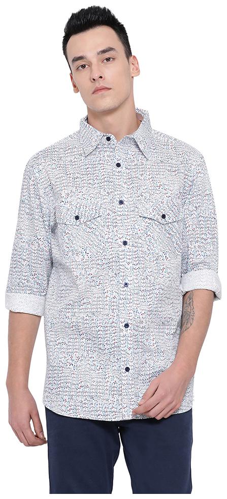 

Oxolloxo Men White Textured Regular Fit Casual Shirt