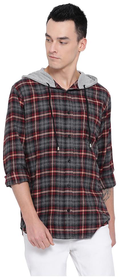 

Oxolloxo Men Grey Checked Regular Fit Casual Shirt