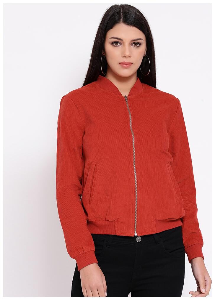 

OXOLLOXO Women Striped Regular Jacket - Orange