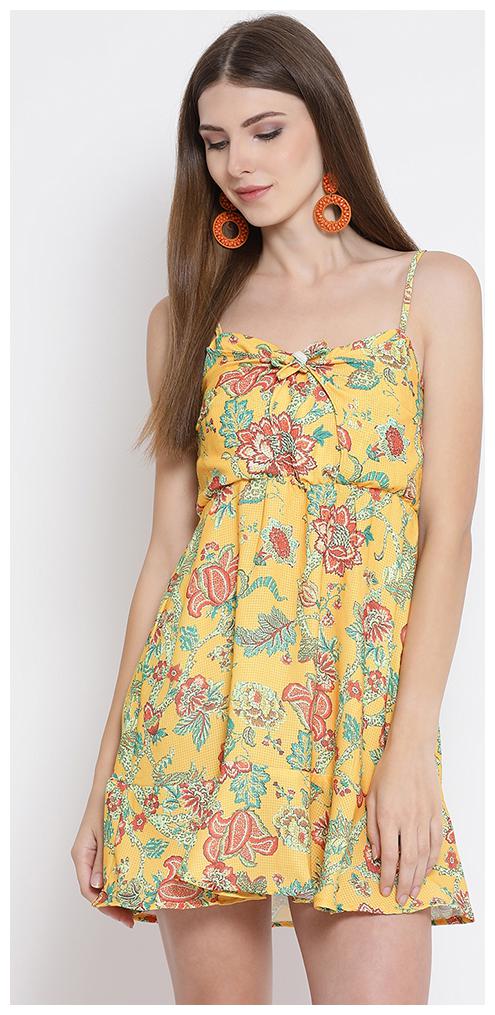 

OXOLLOXO Yellow Floral A-line dress
