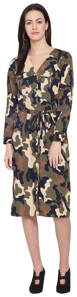 

Oxolloxo Green Printed A-line dress