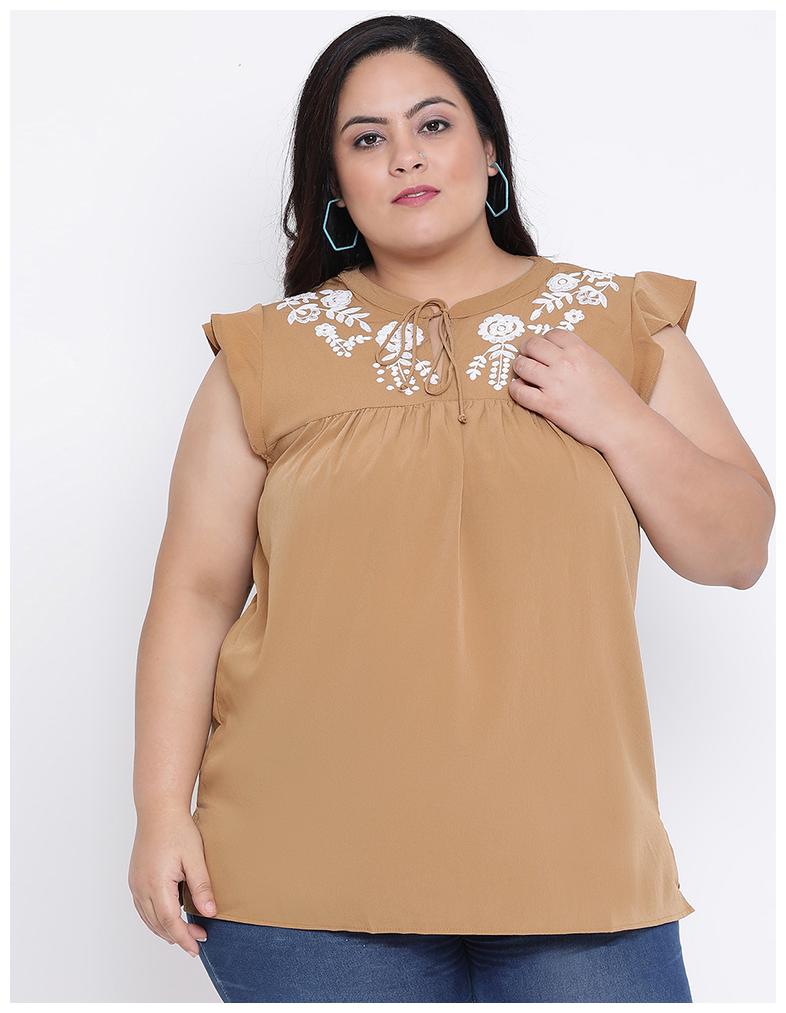 

OXOLLOXO Women Printed Regular top - Brown