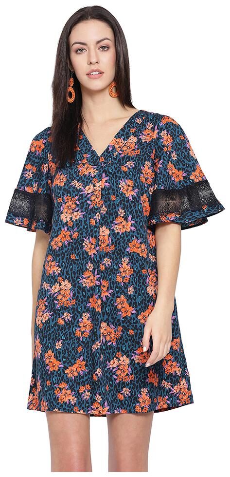 

Oxolloxo Blue Printed A-line dress