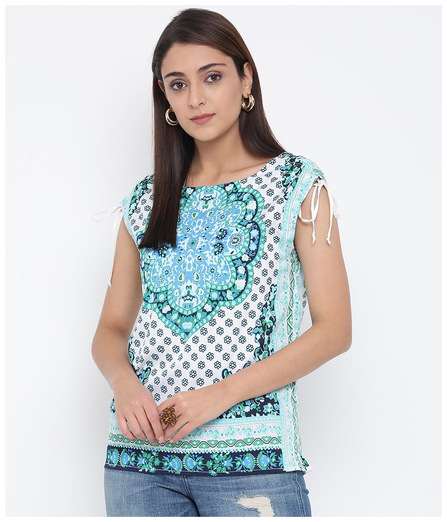 

Oxolloxo Polyester Printed Turquoise Regular Top