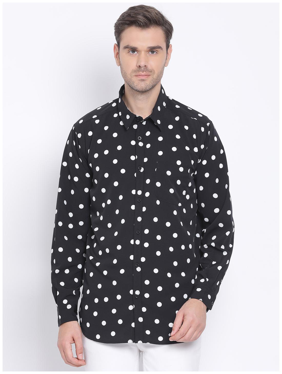 

Oxolloxo Men Black Polka Dots Regular Fit Casual Shirt