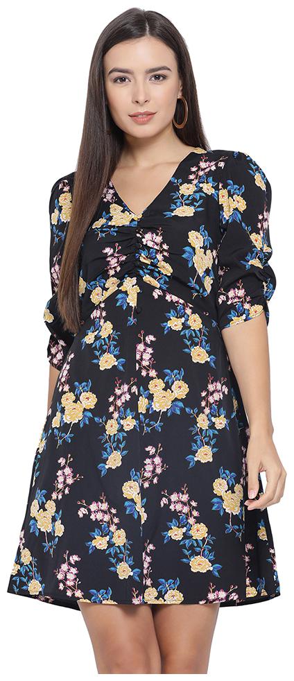 

Oxolloxo Black Printed A-line dress