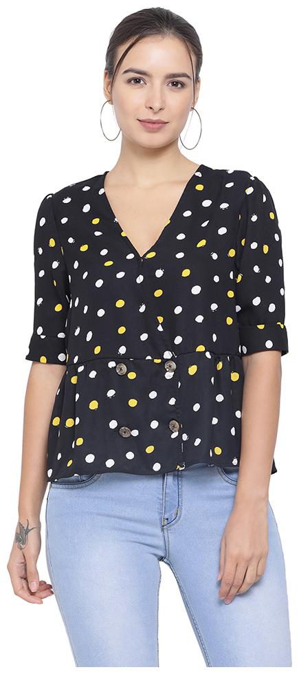 

Oxolloxo Women Printed A-line top - Black