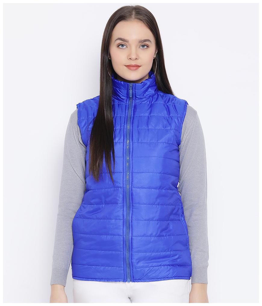 

Oxolloxo Women Solid Bomber Jacket - Blue
