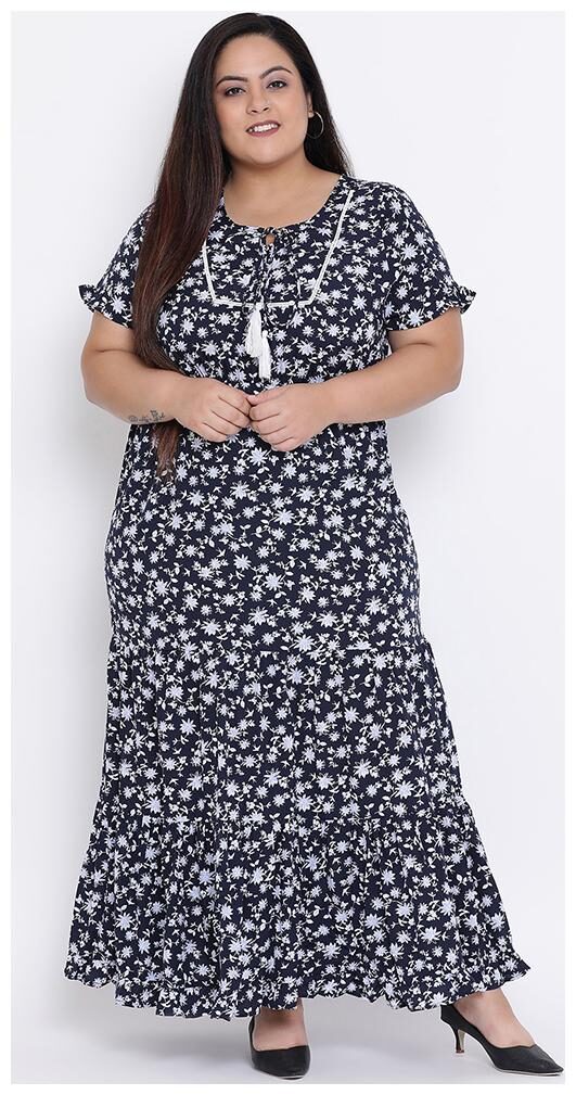 

OXOLLOXO Navy Printed A-line dress