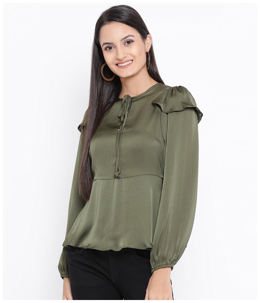 

Oxolloxo Women Solid A-line top - Green