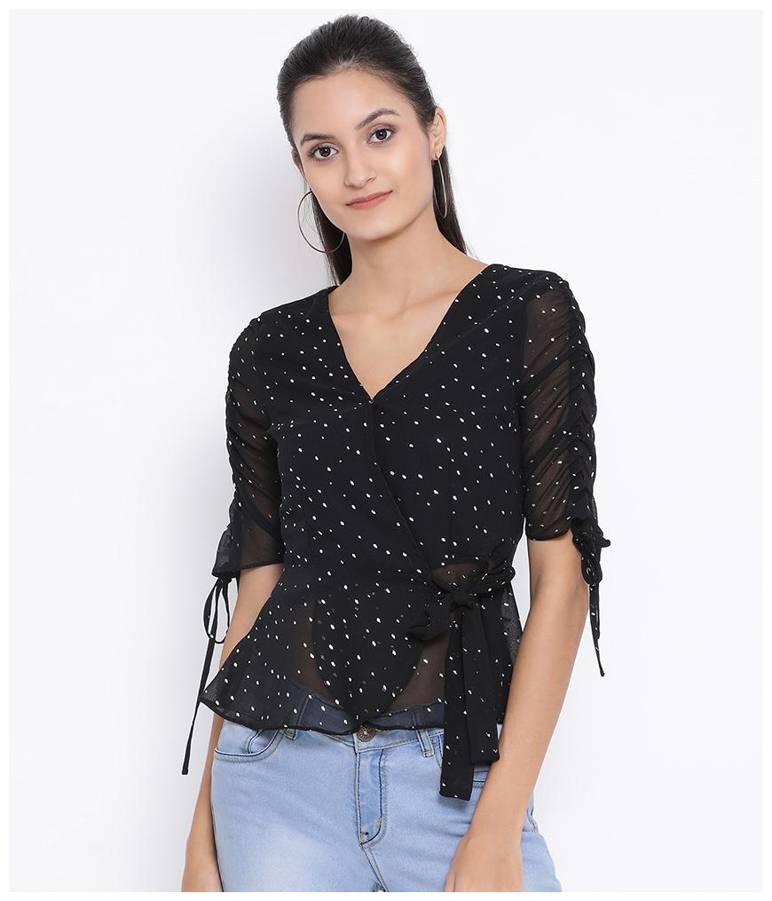 

Oxolloxo Women Printed A-line top - Black