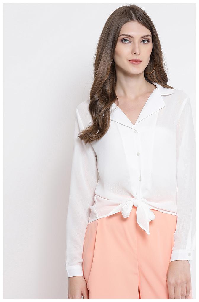 

OXOLLOXO Women White Solid Regular Fit Shirt