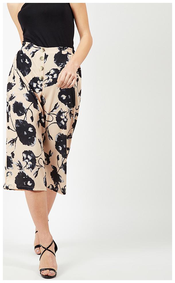 

OXOLLOXO Women Beige Black Regular fit Cullotes
