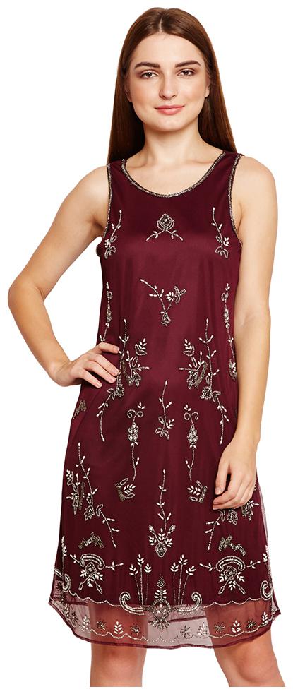 

OXOLLOXO Maroon Floral A-line dress