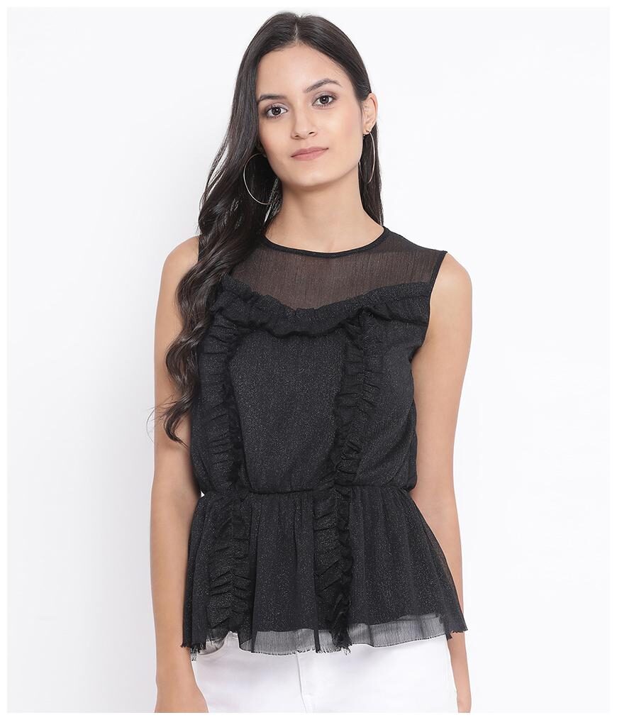 

Oxolloxo Women Solid A-line top - Black