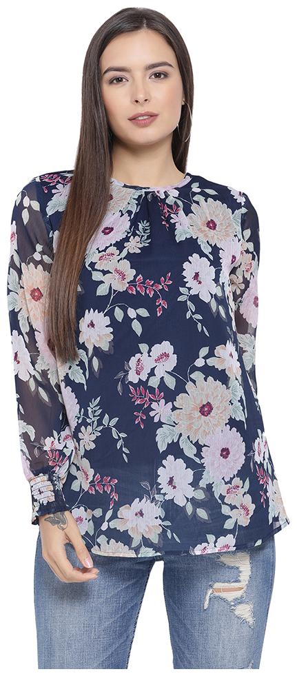 

Oxolloxo Women Printed A-line top - Blue