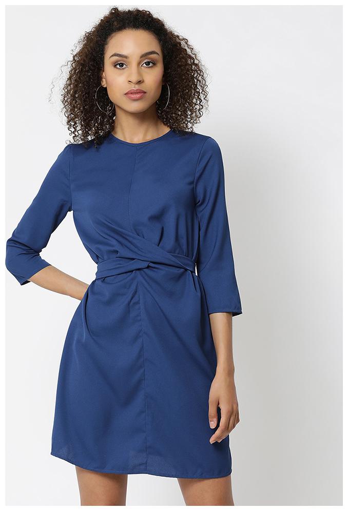 

OXOLLOXO Blue Solid A-line dress