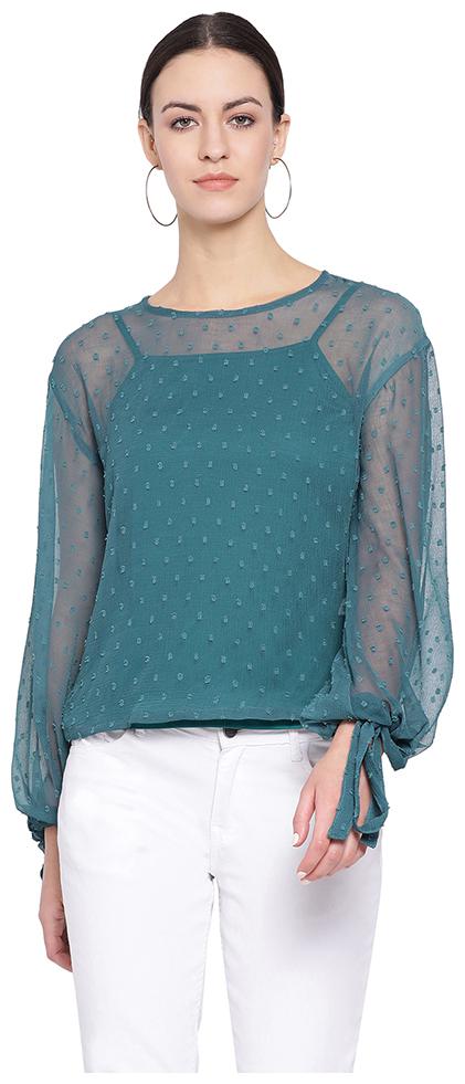 

Oxolloxo Polyester Women Turquoise A-Line Top