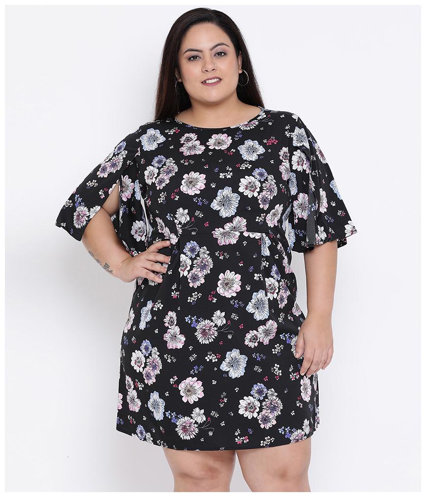 

Oxolloxo Polyester Floral Black Dress for Women