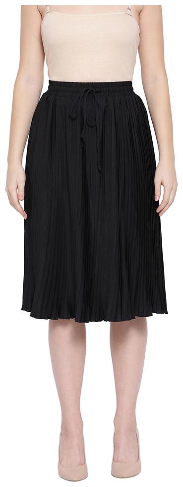 

Oxolloxo Solid A-line skirt Midi Skirt - Black
