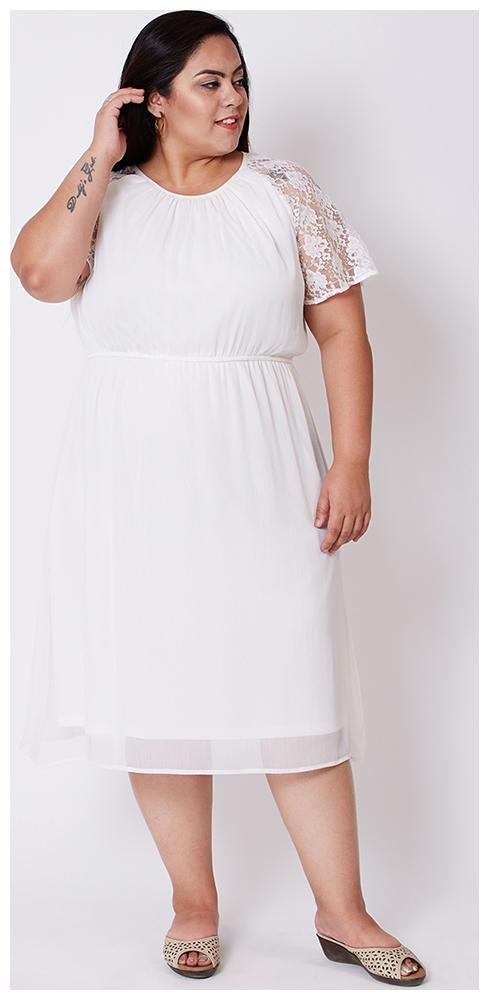 

OXOLLOXO White Solid A-line dress