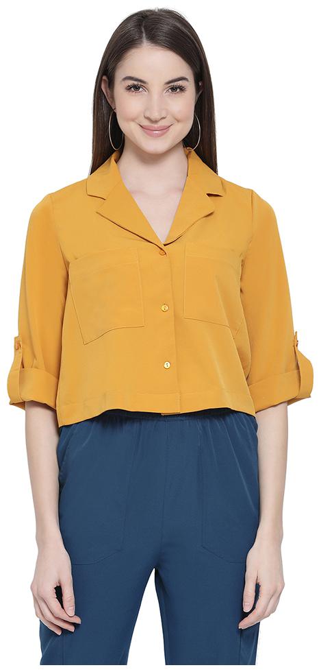 

Oxolloxo Women Yellow Solid Regular Fit Shirt