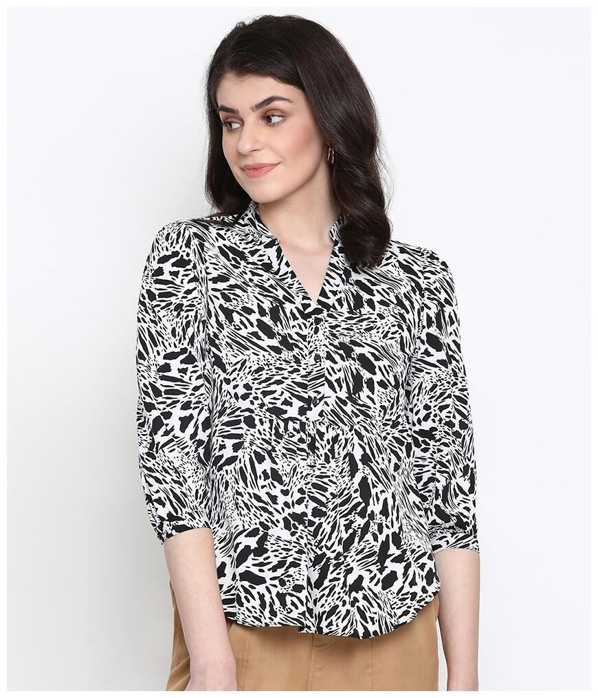 

Oxolloxo Women Printed Regular top - Black