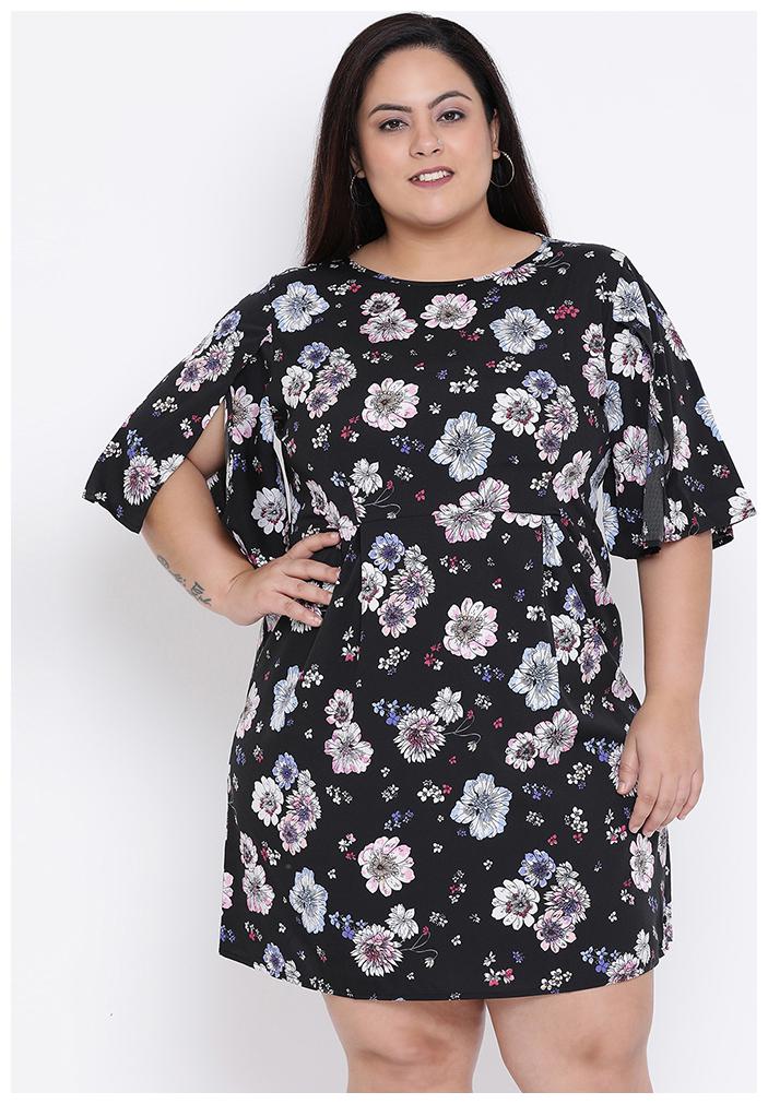 

OXOLLOXO Black Floral A-line dress