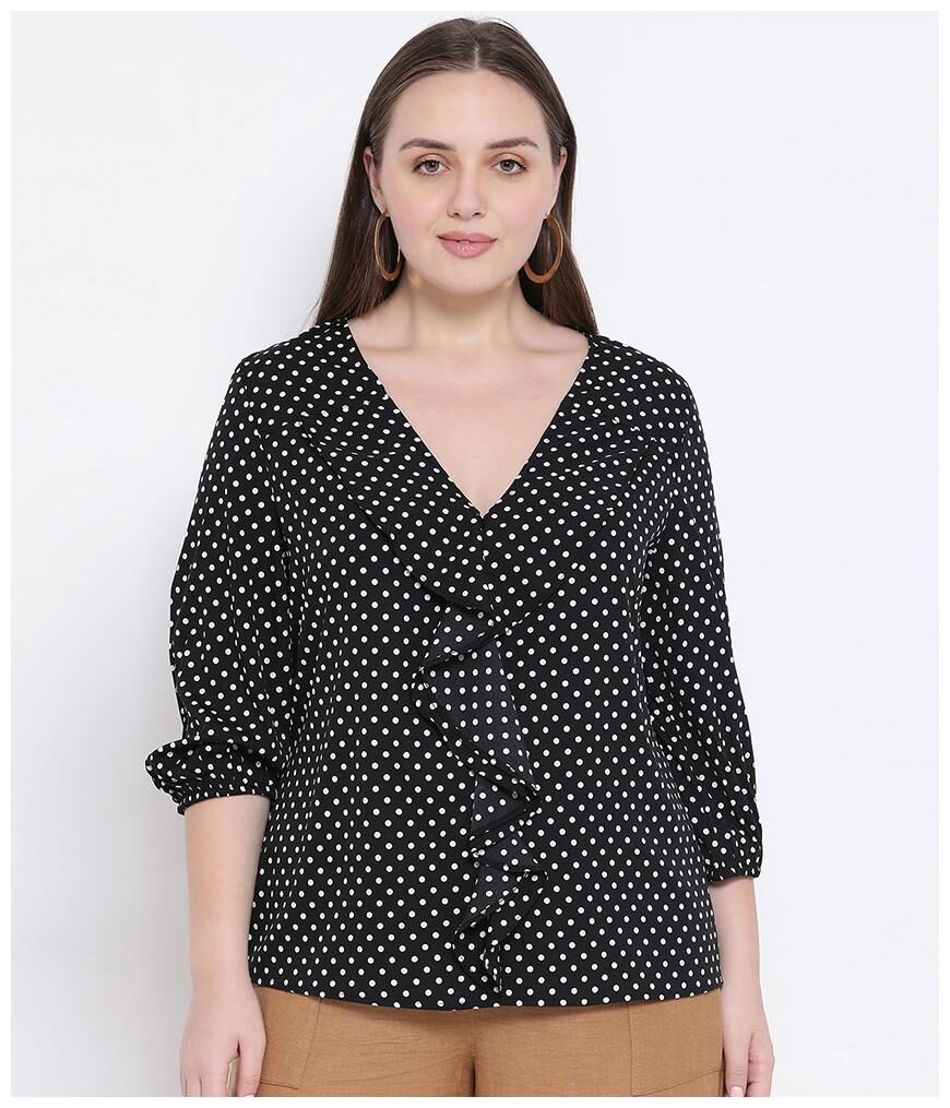 

Oxolloxo Women Printed A-line top - Black