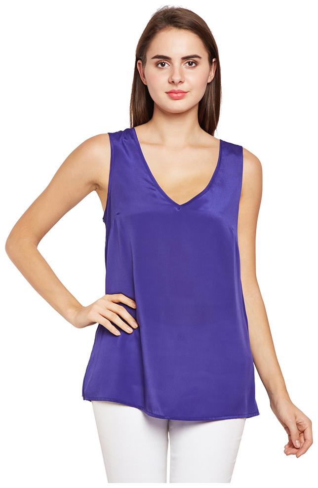 

OXOLLOXO Women Solid A-line top - Purple
