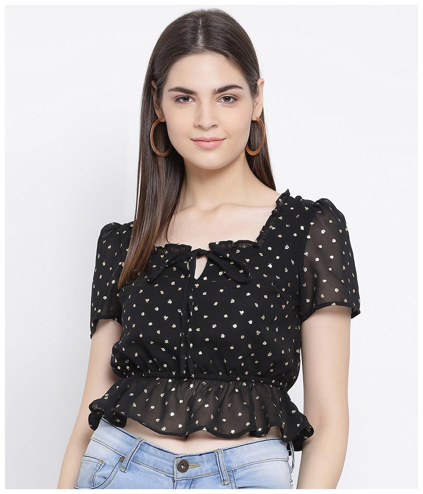 

Oxolloxo Women Printed A-line top - Black
