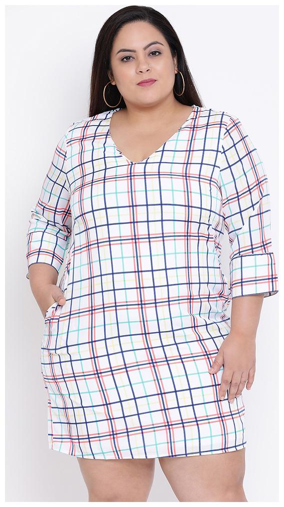 

OXOLLOXO White Checked A-line dress