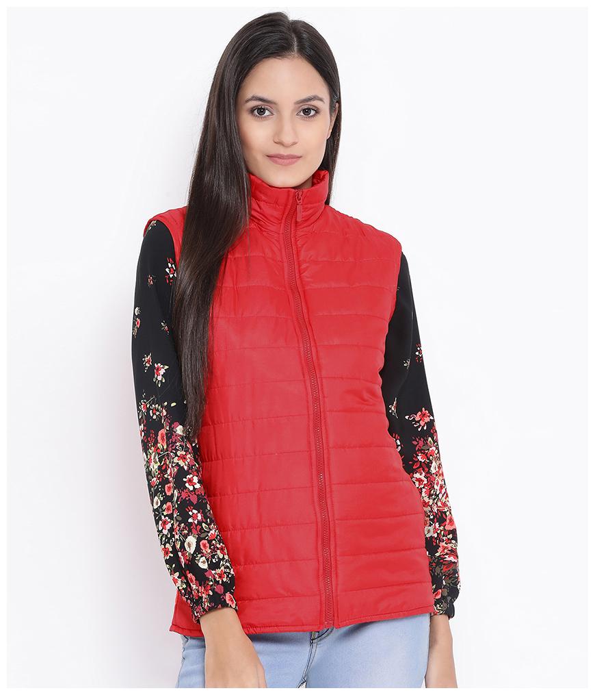 

Oxolloxo Women Solid Bomber Jacket - Red