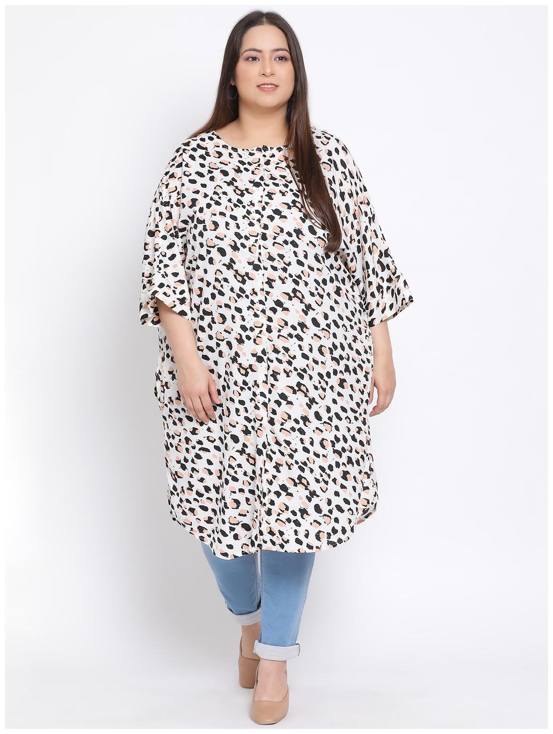 

Oxolloxo Women Printed Fusion tunic - White