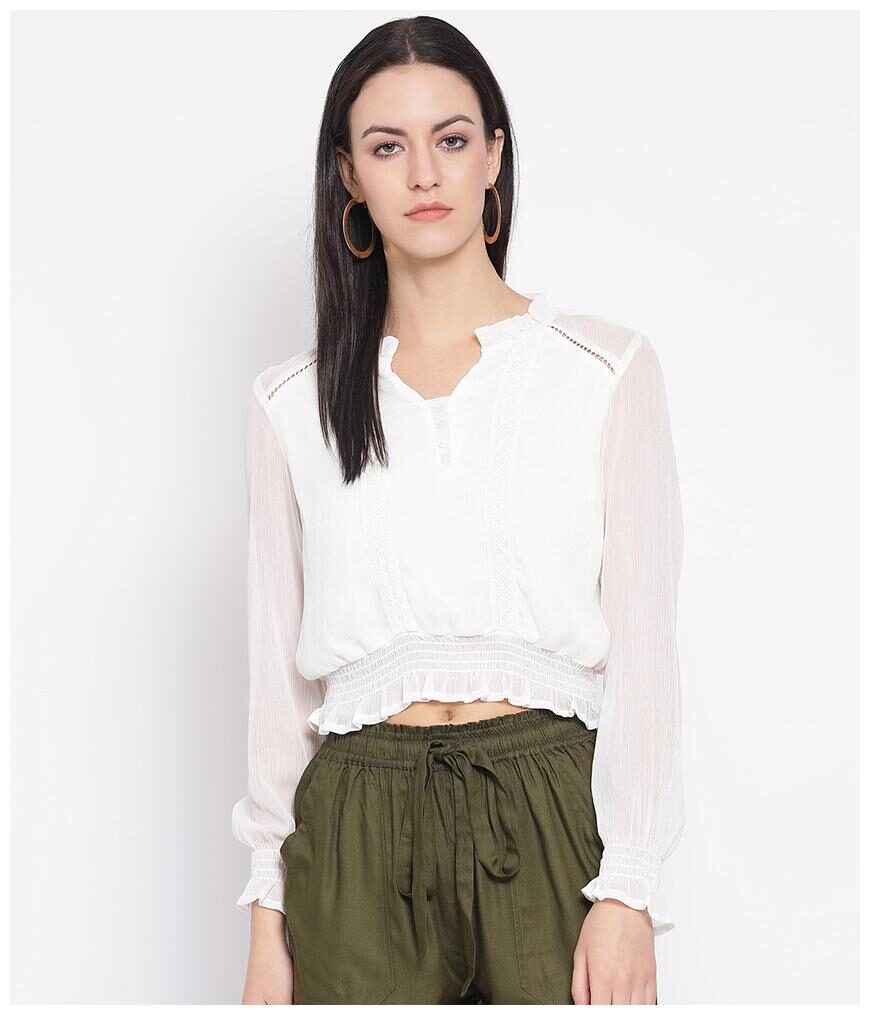

Oxolloxo Women Embroidered Regular top - White