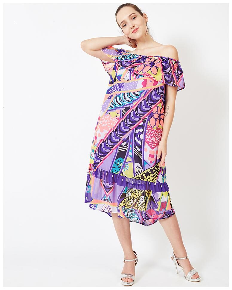 

OXOLLOXO Multi Printed A-line dress