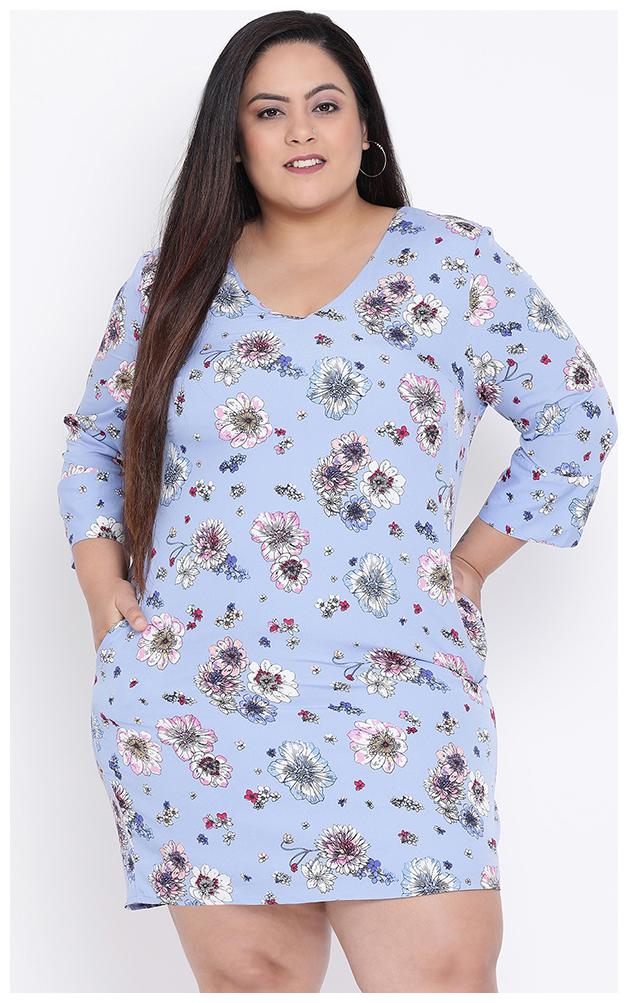 

OXOLLOXO Blue Floral A-line dress
