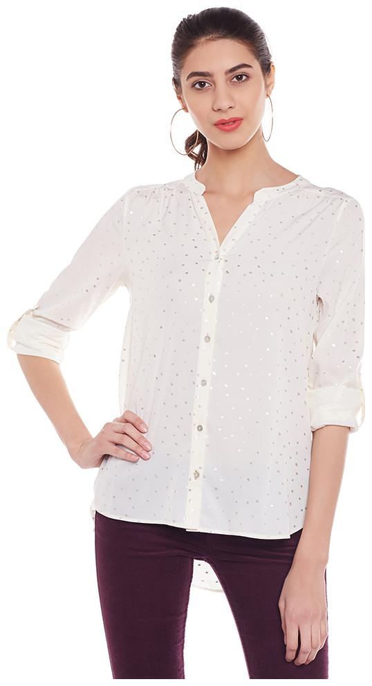 

OXOLLOXO Women White Solid Regular Fit Shirt