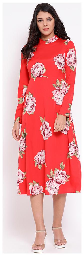 

OXOLLOXO Red Floral A-line dress